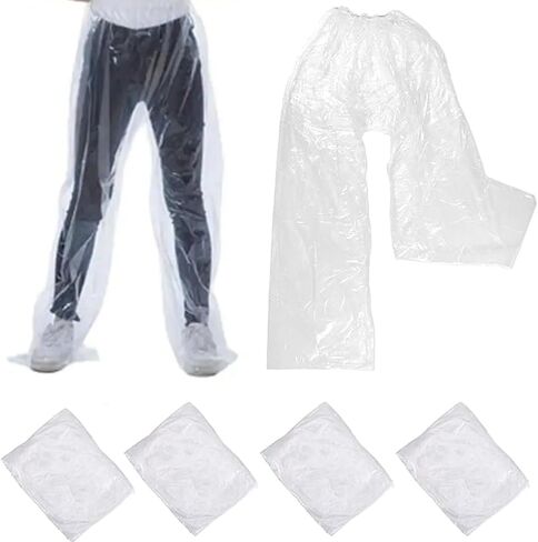 5 PCS Disposable Rain Pants for Kids, Thickened Plastic Waterproof Pants with Shoe Cover (White) in Kuwait