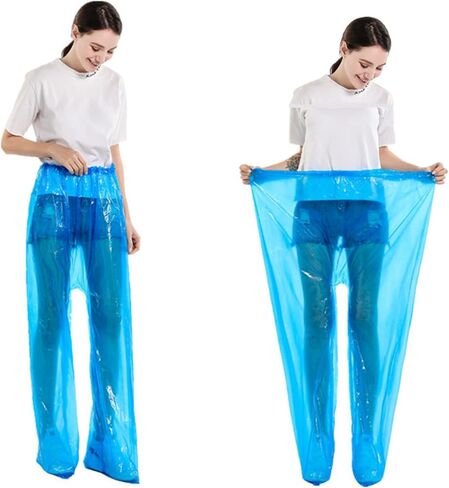 5 PCS Disposable Rain Pants for Kids, Thickened Plastic Waterproof Pants with Shoe Cover (White) in Kuwait