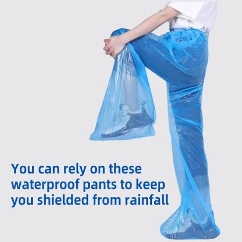 5 PCS Disposable Rain Pants for Kids, Thickened Plastic Waterproof Pants with Shoe Cover (White) in Kuwait