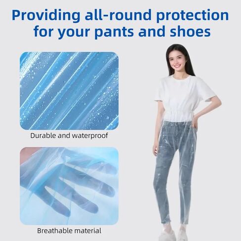 5 PCS Disposable Rain Pants for Kids, Thickened Plastic Waterproof Pants with Shoe Cover (White) in Kuwait