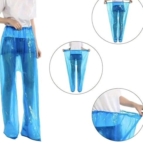 5 PCS Disposable Rain Pants for Kids, Thickened Plastic Waterproof Pants with Shoe Cover (White) in Kuwait