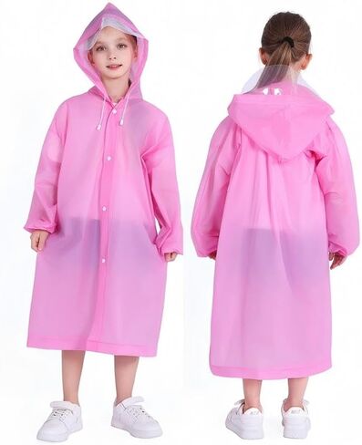 Kids’ Hooded Raincoat, Long-Sleeve Waterproof Poncho for School Commutes, Outdoor Activities, Casual Errands, Rainy Day Play in Saudi Arabia