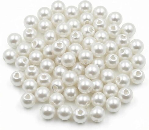 50Pcs Pearl Buttons 8mm Tiny White Pearl Sewing Buttons Embellishments for Shirt Cardigan DIY Crafts Scrapbooking,Cloth Decorations (White) in Kuwait