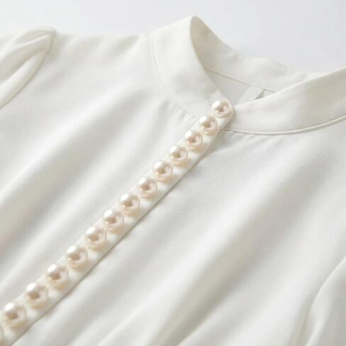 50Pcs Pearl Buttons 8mm Tiny White Pearl Sewing Buttons Embellishments for Shirt Cardigan DIY Crafts Scrapbooking,Cloth Decorations (White) in Kuwait