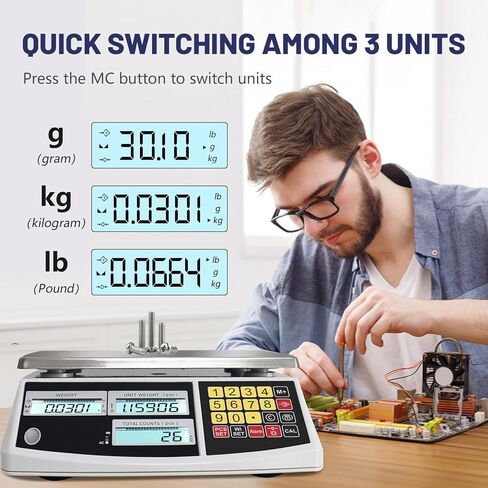 Counting Scale, Coin Scale to Weigh Coins, Precision Electronic Gram Scale for Parts and Coins with Alarm Mode, (30kg/66lb, 0.1g), g/kg/lb in Kuwait