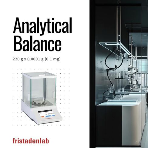Fristaden Lab Analytical Balance – 220 g × 0.0001 g (0.1 mg) | External Calibration, Glass Draft Shield, RS-232 Data Output | Pre-Calibrated Lab Scale, U.S. Warranty in Saudi Arabia