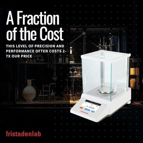 Fristaden Lab Analytical Balance – 220 g × 0.0001 g (0.1 mg) | External Calibration, Glass Draft Shield, RS-232 Data Output | Pre-Calibrated Lab Scale, U.S. Warranty in Saudi Arabia