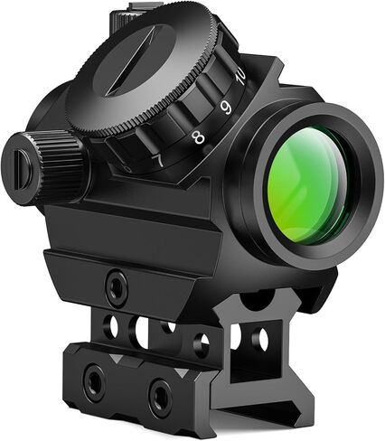 MidTen Motion Awake Green Dot Sight, 2 MOA Green Dot Optics 1x20mm Compact Scope, IPX7 Waterproof & Fogproof, Lower 1/3 Co-Witness Riser Included for 21mm Picatinny Rail in Kuwait