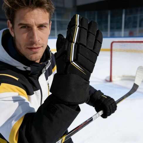 قفازات الهوكي الواقية للاعبين الصغار، 10 بوصة / 25.4 سم، بطانة إسفنجية عالية الكثافة، تصميم مرن، مقاوم للماء، مسامي، للثلج، الأسطوانة، الهوكي الميداني in Kuwait