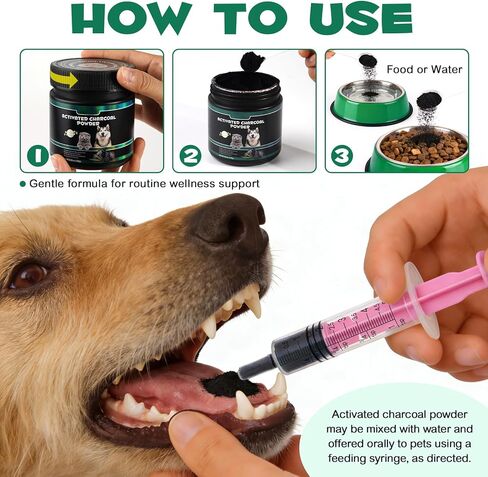 الفحم المنشط من AIQIUSHA للكلاب والقطط، 120 جم مسحوق الفحم النقي للحيوانات الأليفة والماشية - دعم الجهاز الهضمي اليومي، يساعد في الحفاظ على البراز الطبيعي، مكون واحد، غير معدل وراثيًا، خالي من الغلوتين in Kuwait