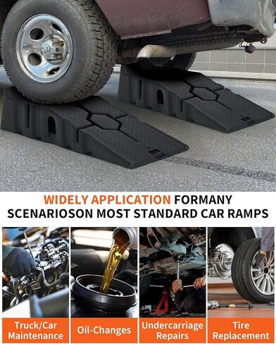 8 Inch Lift Solid Steel Car Ramps, 8000 LBS, Heavy Duty Auto Truck Ramps for Oil Change and Car Repair Vehicle Service Ramps for Car Truck SUV Repair Maintenance, 2 Pack in Saudi Arabia