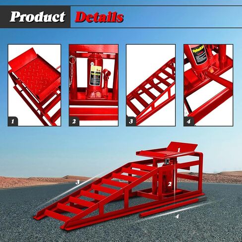 2 حزمة من منحدرات السيارات الهيدروليكية 5 T 10000 LBS منخفضة المستوى خدمة رفع السيارة منحدرات شاحنة مقطورة المرآب، منحدرات المركبات الهيدروليكية الارتفاع in Saudi Arabia