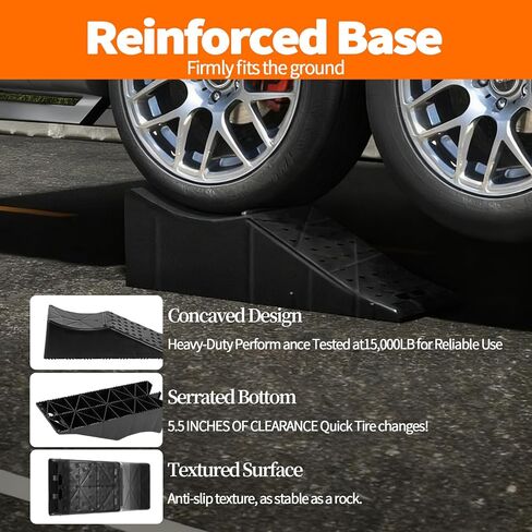 2 Piece Tandem Wheel Ramp, Portable Car Service Ramp, 5.5in Tire Lift Trailer Wheel Jack RV Flat Tire Ramp, for Routine Tire Replacement Repairs in Saudi Arabia
