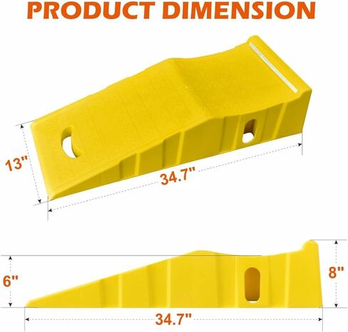 2Pack 6″ Yellow Lift Car Ramps - 10,000 lbs Capacity per Pair, Non-Slip Surface with Reflectors,Vehicle Service Ramps for Maintenance, Oil Changes, and Repairs in Kuwait