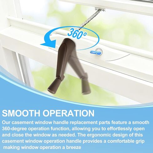 استبدال مقبض كرنك النافذة لـ Prime-Line H 4106 متوافق مع مشغلي باب أندرسون، تشغيل سلس 360 درجة، مقبض كرنك مقبس سبلين (عبوة واحدة) in Kuwait