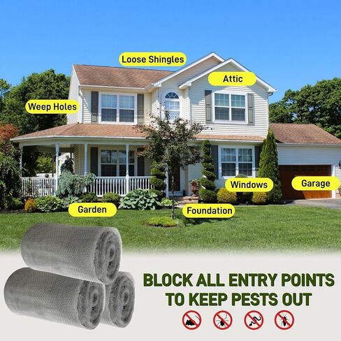 التحكم في الفئران من الصوف الفولاذي، 3 عبوات من الصوف الفولاذي 0000 و1 حزمة من شبكة الفولاذ المقاوم للصدأ مع قفازات ومقص وعصا خشبية، طقم حشو فجوة الماوس للمنزل والمرآب in Kuwait