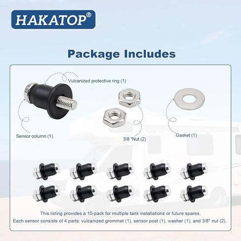 HAKATOP 10-Pack RV Water Tank Probe Sensors, Screw-in Water Level Sensors for Fresh Gray Black Water Tanks, Replacement Tank Sensors for RV Water Gauge Systems in Kuwait