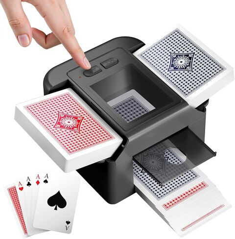 Automatic Card Shuffler for 1-2 Decks, Dual Mode Card Shuffler and Dealer with USB-C Rechargeable Battery, Card Shuffler & Dealer for UNO, Skip-Bo, Poker, Blackjack, Texas Hold’em, Party & Travel in Kuwait