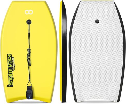 WOOWAVE Bodyboard 33-inch/37-inch/42-inch Premium IXPE Body Board with Coiled Wrist Leash, Super Lightweight EPS Core and HDPE Slick Bottom, Perfect Surfing for Kids Teens and Adults in Kuwait