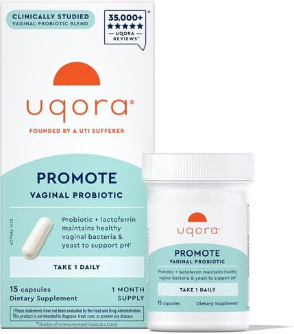 Uqora Promote - Support Vaginal Health* - Probiotic for Women with Lactoferrin, Lactobacillus Acidophilus & Lacticaseibacillus Rhamnosus - Vaginal Probiotics - Gluten-Free - 15 Capsules in Saudi Arabia