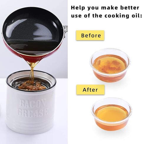 ONTUBE Ceramic Bacon Grease Container Keeper with Strainer,1L Frying Oil Storage Can for Kitchen, White in Kuwait