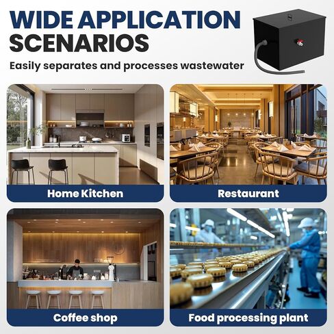 Grease Trap, 20.32 GPM Grease Interceptor, 50 LBS Carbon Steel Under Sink Interceptor, Commercial Interceptor for Home Kitchen, Canteen, Restaurant, Coffee Shop, Free Returns! (30LBS/11.32GPM) in Saudi Arabia