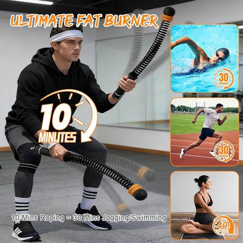 Ropeless Battle Ropes for Home Gym, Weighted Cordless Battle Rope with Adjustable Weights & Anti-Slip Handles, Portable Workout Rope for Strength Training, Anaerobic & Full Body Exercise in Saudi Arabia