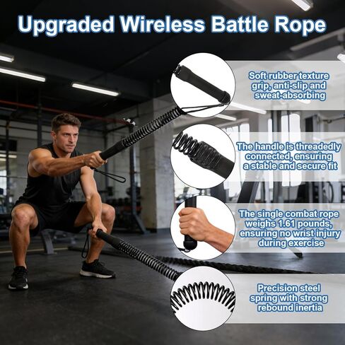 قطعتان من حبال المعركة الموزونة بدون حبال لصالة الألعاب الرياضية المنزلية، حبال المعركة اللاسلكية الثقيلة للرجال والنساء، معدات تمرين محمولة لبناء القوة، HIIT، SOGA para Ejercicios in Kuwait