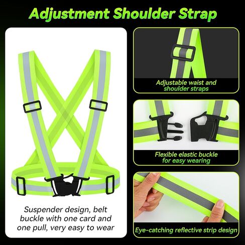 3PCS Reflective Vest Running Gear, 360°High Visibility Adjustable Safety Vest for Dog Walking, Night Running, Hiking in Kuwait