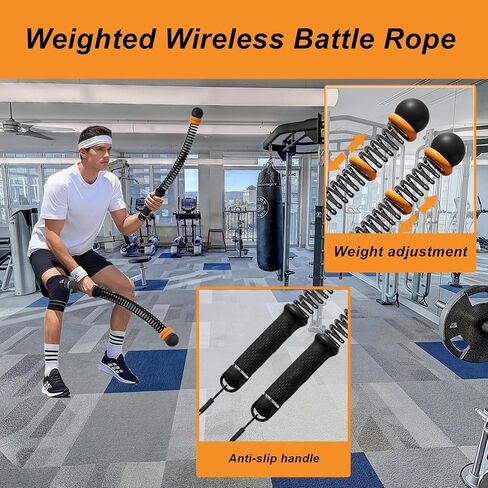 Weighted Ropeless Battle Ropes (2-Pack),Portable Cordless Battle Ropes for Home Gym,arm Exerciser Rope,Workout Rope for Strength Building,Low-Impact Aerobic Training and HIIT for Fitness Enthusiasts. in Saudi Arabia