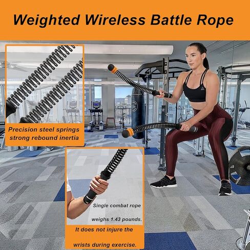 Weighted Ropeless Battle Ropes (2-Pack),Portable Cordless Battle Ropes for Home Gym,arm Exerciser Rope,Workout Rope for Strength Building,Low-Impact Aerobic Training and HIIT for Fitness Enthusiasts. in Saudi Arabia