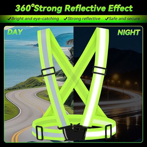 3PCS Reflective Vest Running Gear, 360°High Visibility Adjustable Safety Vest for Dog Walking, Night Running, Hiking in Kuwait