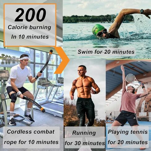 Weighted Ropeless Battle Ropes (2-Pack),Portable Cordless Battle Ropes for Home Gym,arm Exerciser Rope,Workout Rope for Strength Building,Low-Impact Aerobic Training and HIIT for Fitness Enthusiasts. in Saudi Arabia