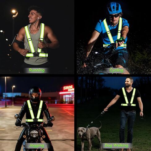 3PCS Reflective Vest Running Gear, 360°High Visibility Adjustable Safety Vest for Dog Walking, Night Running, Hiking in Kuwait