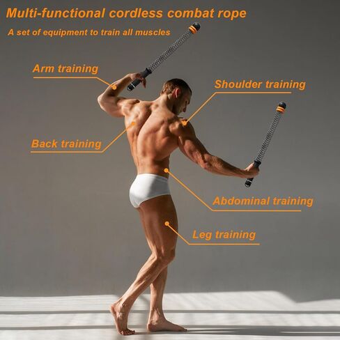 Weighted Ropeless Battle Ropes (2-Pack),Portable Cordless Battle Ropes for Home Gym,arm Exerciser Rope,Workout Rope for Strength Building,Low-Impact Aerobic Training and HIIT for Fitness Enthusiasts. in Saudi Arabia