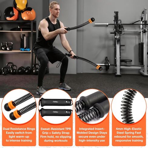 Portable Ropeless Battle Ropes, Adjustable Cordless Battle Ropes with Dual Weight Rings & Resistance Springs for Home Gym Workout, Weighted Low-Impact HIIT Exercise Equipment for Men & Women in Saudi Arabia