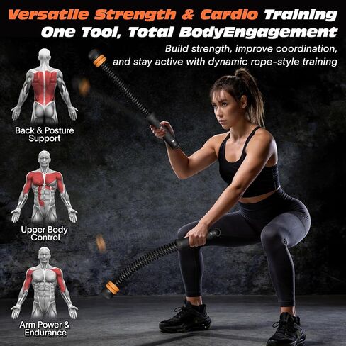 Portable Ropeless Battle Ropes, Adjustable Cordless Battle Ropes with Dual Weight Rings & Resistance Springs for Home Gym Workout, Weighted Low-Impact HIIT Exercise Equipment for Men & Women in Saudi Arabia
