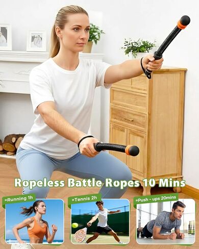 Saker Ropeless Battle Ropes Cordless Workout Rope, Adjustable Weighted Inertia Training Equipment, Portable Battle Rope Alternative for HIIT Strength Cardio, Quiet Home Gym Fitness Equipment in Saudi Arabia
