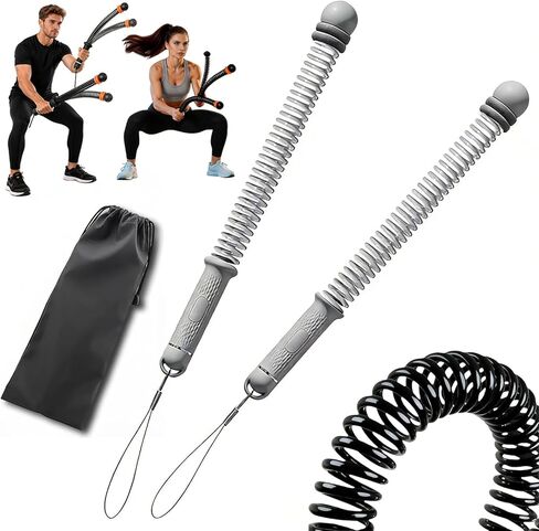 2PC Ropeless Battle Ropes,Portable Cordless Weighted Battle Ropes with Storage Bag, Heavy Duty Cordless Battle Rope for Home Gym HIIT & Cardio Full-Body Workout Tool with Non-Slip Spiral Handles Black in Saudi Arabia