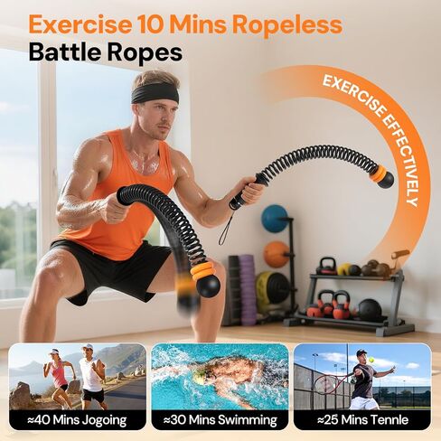 حبال معركة بدون حبال 3 في 1 بأوزان قابلة للتعديل، حبال معركة لاسلكية لصالة الألعاب الرياضية المنزلية مع عصابات رأس، معدات تمرين للقوة، HIIT وتمارين القلب منخفضة التأثير للرجال والنساء in Kuwait