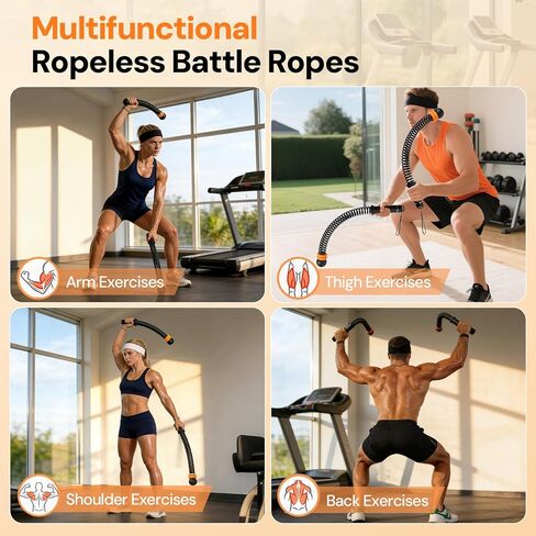 حبال معركة بدون حبال 3 في 1 بأوزان قابلة للتعديل، حبال معركة لاسلكية لصالة الألعاب الرياضية المنزلية مع عصابات رأس، معدات تمرين للقوة، HIIT وتمارين القلب منخفضة التأثير للرجال والنساء in Kuwait