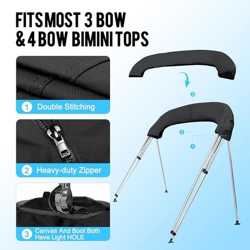 Bimini Tops for Boats, 900D Polyester Bimini Topy, 2 Rear Support Poles and Storage Boot, 4 Adjustable Nylon Straps in Saudi Arabia