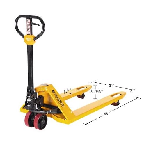 Global Industrial Manual Pallet Truck, 5500 Lb. Capacity, 21" W x 48" L Forks, Industrial Duty Narrow Forks Pallet Jack for Warehouse, Manufacturing and Retail in Saudi Arabia
