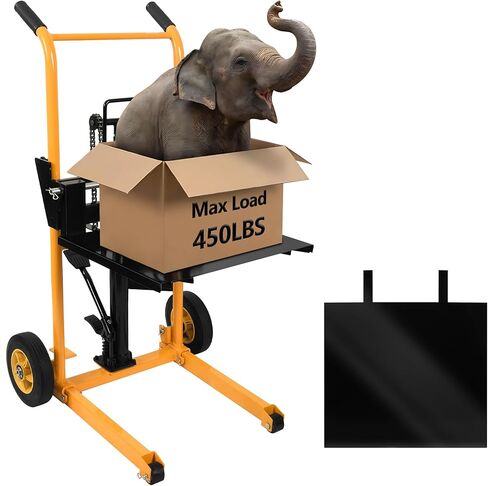 مكدس المواد اليدوي بسعة 450 رطلًا، رفع دواسة القدم الهيدروليكية، نطاق رفع الشوك القابل للتعديل، منصة قابلة للإزالة، مكدس يدوي من الفولاذ الكربوني شديد التحمل مع عجلات من البولي يوريثان لتحميل متجر المستودعات in Kuwait