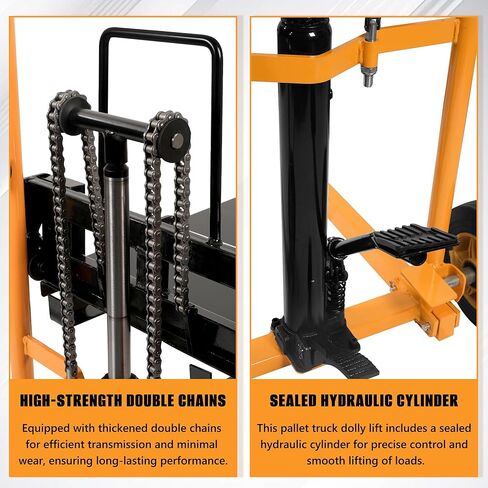 مكدس المواد اليدوي بسعة 450 رطلًا، رفع دواسة القدم الهيدروليكية، نطاق رفع الشوك القابل للتعديل، منصة قابلة للإزالة، مكدس يدوي من الفولاذ الكربوني شديد التحمل مع عجلات من البولي يوريثان لتحميل متجر المستودعات in Kuwait