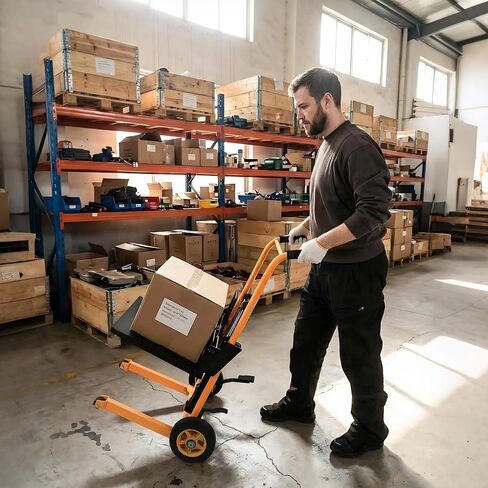 مكدس المواد اليدوي بسعة 450 رطلًا، رفع دواسة القدم الهيدروليكية، نطاق رفع الشوك القابل للتعديل، منصة قابلة للإزالة، مكدس يدوي من الفولاذ الكربوني شديد التحمل مع عجلات من البولي يوريثان لتحميل متجر المستودعات in Kuwait