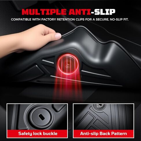 Car Floor Mats for Nissan Rogue 2021 2022 2023 2024 Accessories,TPE All Weather Protection Floor Mats, Custom Fit 1st&2nd Row Car Floor Liners Set,Heavy Duty Accessories,Black in Kuwait