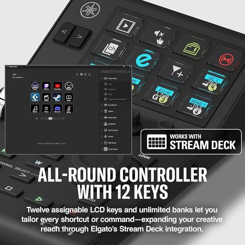 Yamaha CC1 USB Controller for Elgato Stream Deck system and DAWs, 12 Assignmable LCD Keys, Motorized Fader, AI knob, Full transport Section, Foot Controller Input CC1 in Saudi Arabia