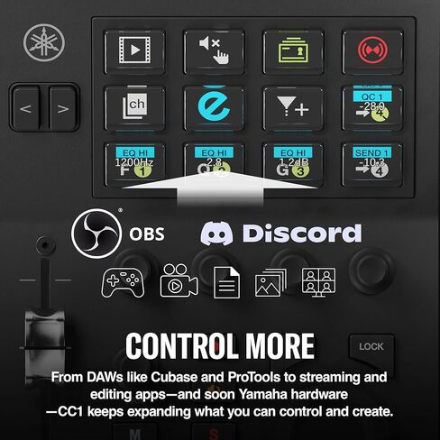 Yamaha CC1 USB Controller for Elgato Stream Deck system and DAWs, 12 Assignmable LCD Keys, Motorized Fader, AI knob, Full transport Section, Foot Controller Input CC1 in Saudi Arabia