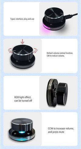 مقبض التحكم في مستوى الصوت USB الممتع وحدة تحكم تعديل الوسائط الخارجية للوسائط المتعددة مع ضوء RGB متوافق مع أجهزة الكمبيوتر التي تعمل بنظام Android in Saudi Arabia